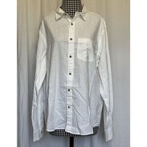 OLD NAVY REGULAR FIT LINEN BLEND EVERY DAY LS SHIRT ~ SZ L ~ NWT